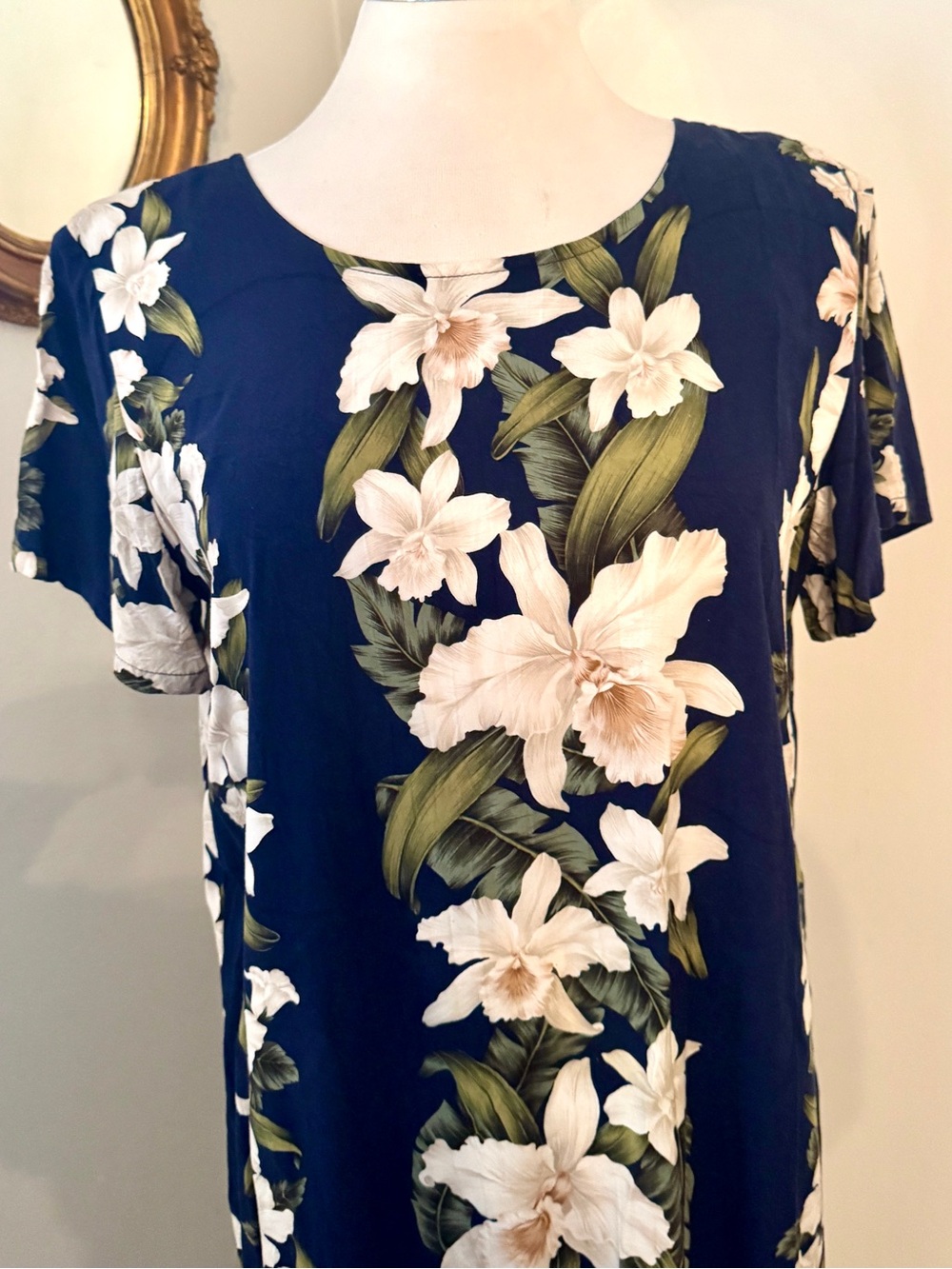 VINTAGE HAWAIIAN RESERVE COLLECTION maxi dress Navy XL - Picture 3 of 10